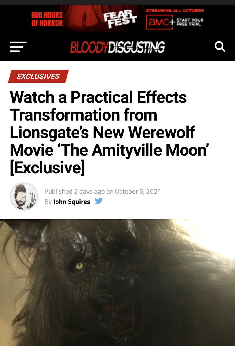AlexisIacono's tweet photo. Thank you @FreddyInSpace @BDisgusting #TheAmityvilleMoon directed by @thomaschurchill Check it out on VOD platforms, including @hulu @PrimeVideo and in stores - Celebrating the 31 days of Halloween๐งโโ๏ธ๐งโโ๏ธ๐ฅ #SFX #Horror #October #AmityvilleHorror #WereWolf #ThereWolf๐บ https://t.co/eIQ0bqEbLe