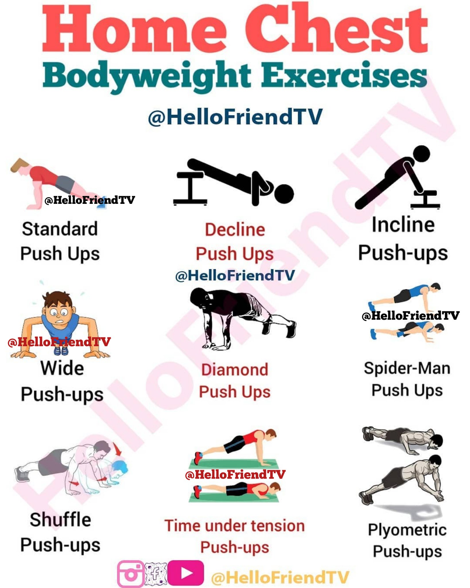 Hello Friend Tv On Twitter: "Home Chest Workout (Bodyweight Exercises) Https://T.co/9Yjezf86Bk" / Twitter