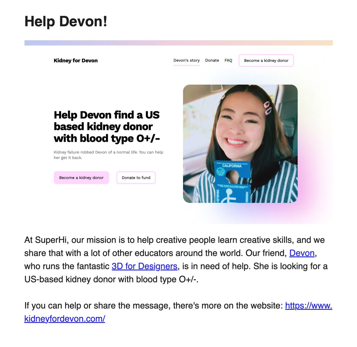 featured in the <a href="/superhi_/">SuperHi</a> newsletter!

thank you <a href="/riklomas/">Rik Lomas</a> 🌟

#kidneyfordevon