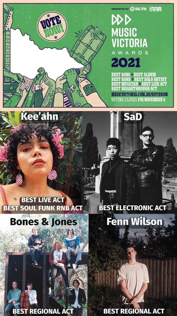pressplay_p's tweet photo. Congrats to all our @MusicVictoria awards nominees - @keeahnb @simonacastricum (#SaD) #bonesandjones #fennwilson #musicvictoriaawards https://t.co/am3FYvChYH