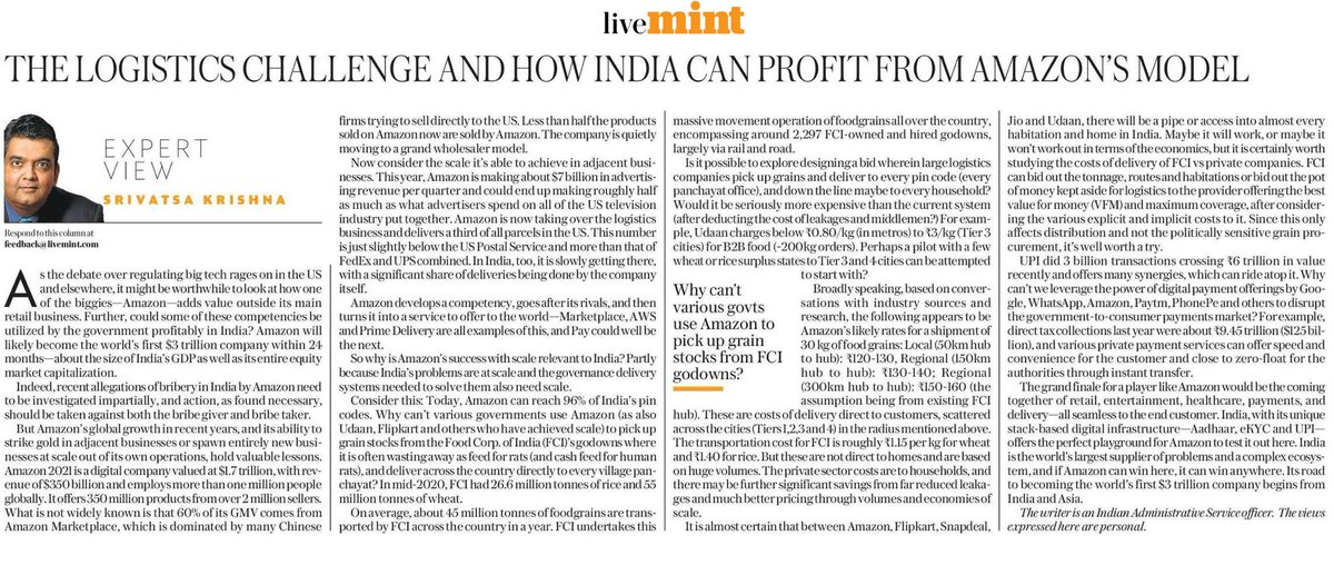 Time to bring out our long pending Logistics Policy ⁦<a href="/DoC_GoI/">Dept of Commerce, GoI</a>⁩ ⁦⁩ ⁦<a href="/FollowCII/">Confederation of Indian Industry</a>⁩ ⁦<a href="/ficci_india/">FICCI</a>⁩ ⁦<a href="/PiyushGoyal/">Piyush Goyal</a>⁩