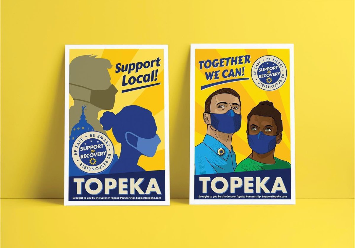 SproutComms's tweet image. Elements from our "Support Topeka" Campaign from 2020, that won a Platinum Marcom Award for Strategic Communications - Crisis Communication Plan or Response and a Gold Addy for Cross Platform - Integrated Brand Identity Campaign. #supporttopeka #awardwinningwork #teamsprout