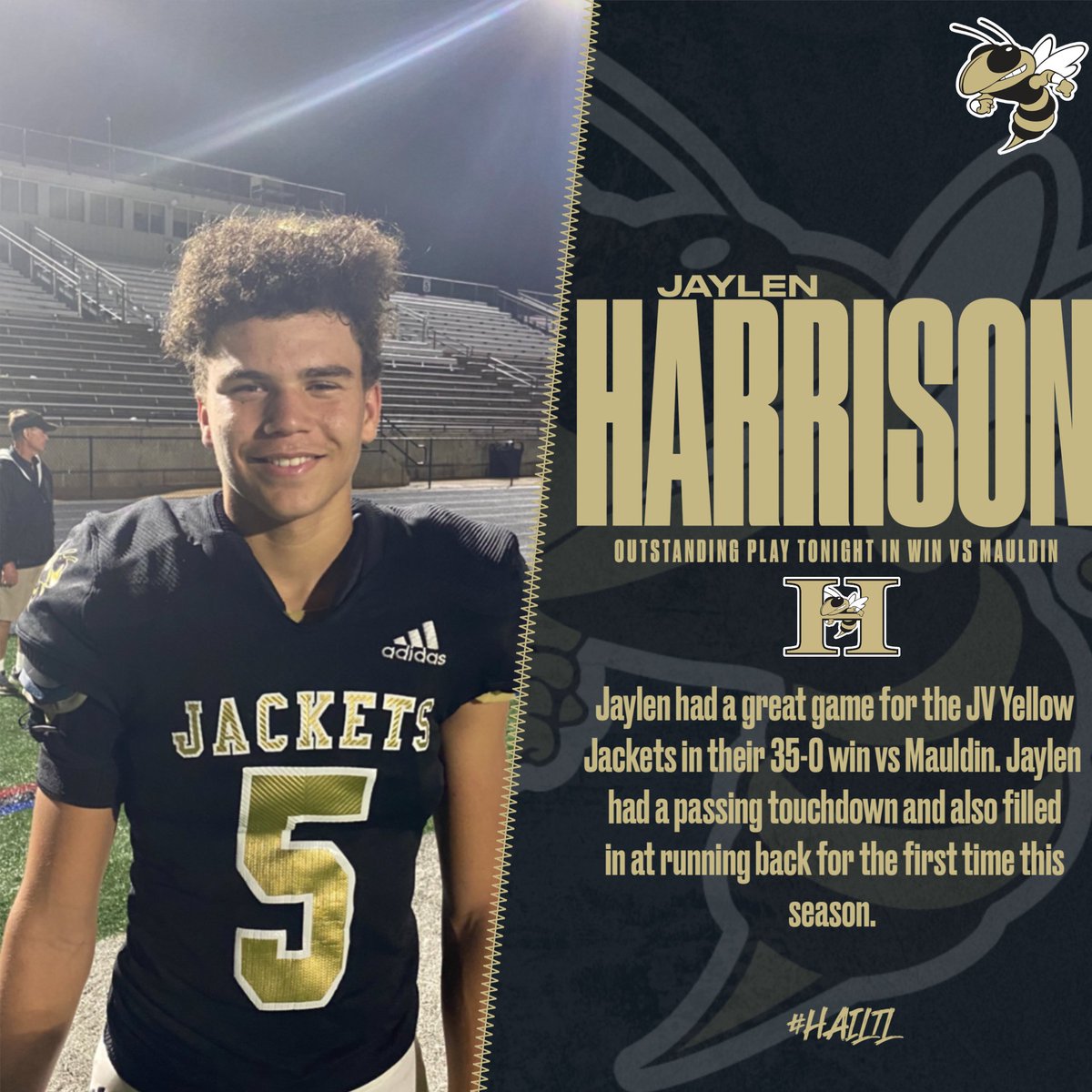 Jaylen filled in as an emergency running back for the team in addition to tossing another TD Pass for the Jackets! <a href="/tlh_jackets/">TL Hanna High School</a> <a href="/coachjohncann/">Coach John Cann</a>