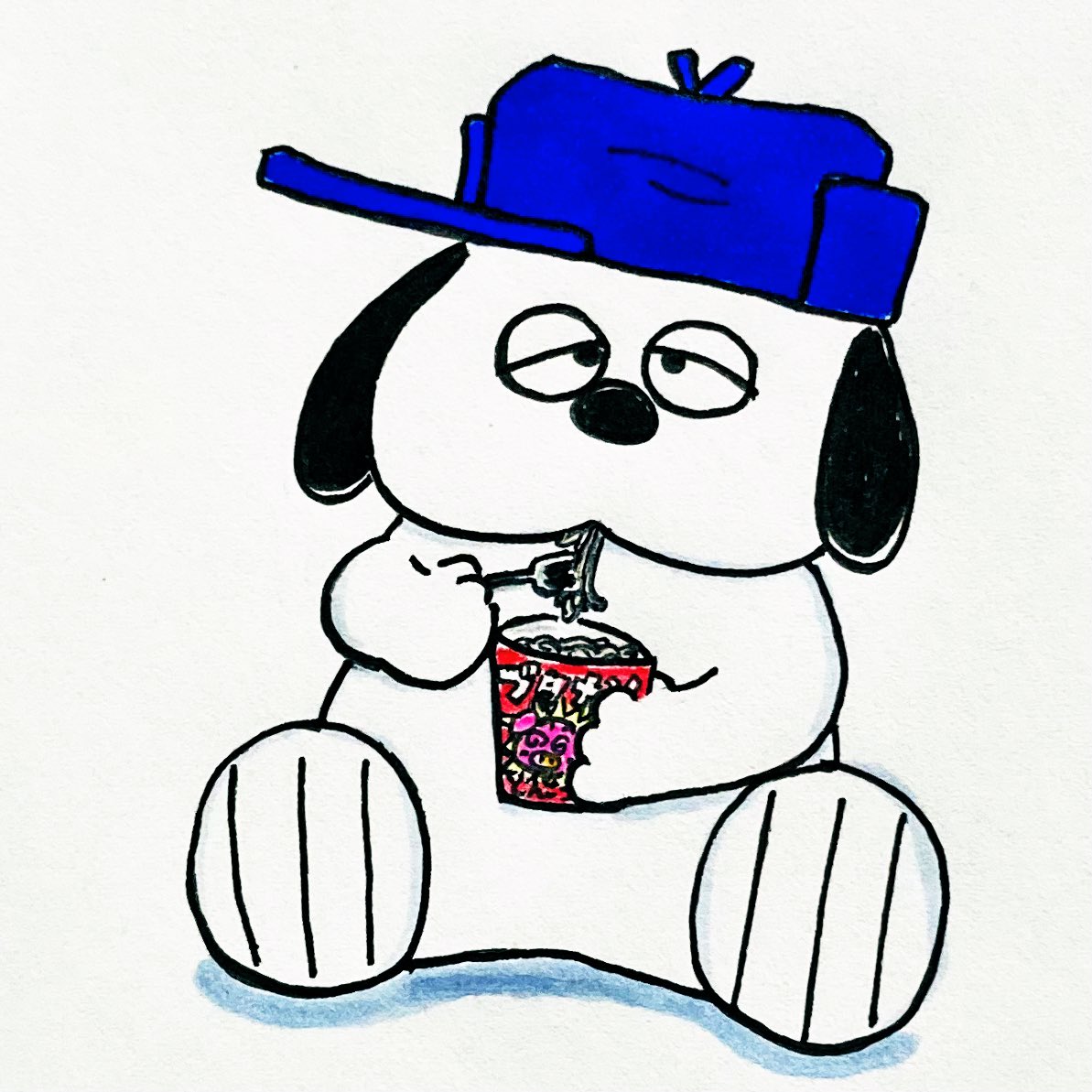 Wlfa Snoopy Day225 ブタメンを食べるオラフ 100日後も食べるオラフ アナログイラスト T Co Qlqgehwsy7 Twitter