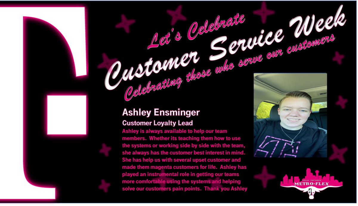 Today for #CustomerServiceWeek we head down to DFW TPR Northwest and we are recognizing @ashleymagenta30 for all of the support they have given our dealer partners.  Thank you Ashley for being the #HeartOfService