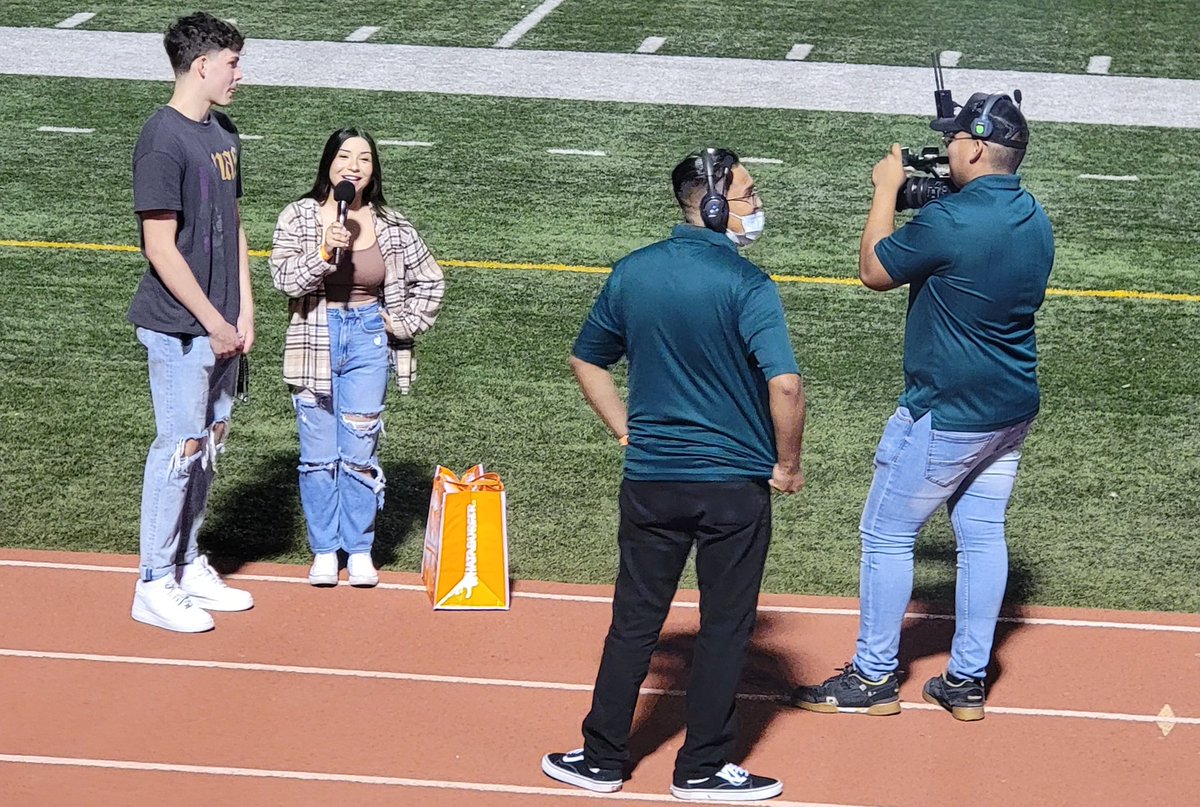 Montwood_RamTv's tweet photo. RAM-TV's Audrey P. live with the trivia question. Awesome job! https://t.co/38sPM9gLOW