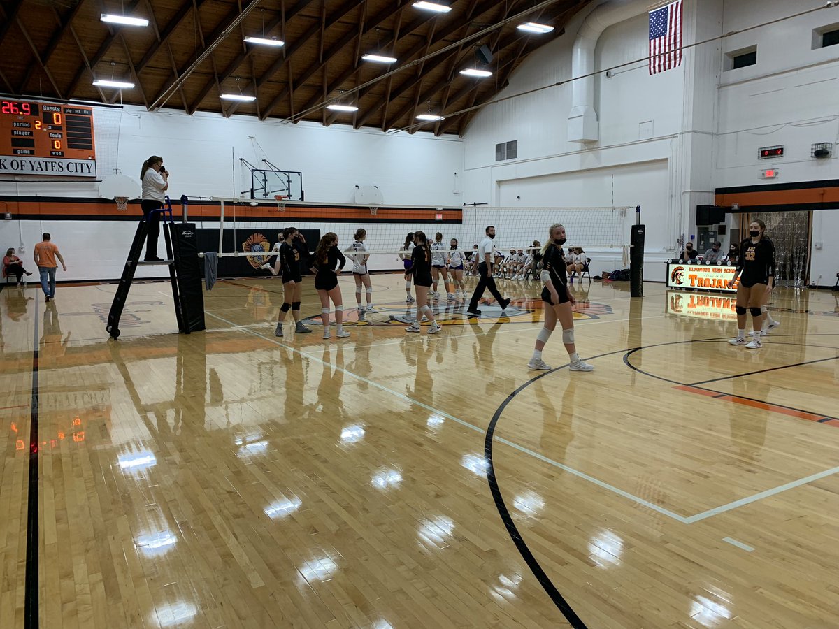 TrojanGBBallEHS's tweet photo. Lady Trojans win in 2 on senior night! The student section got after it tonight!! #trojanforce322 https://t.co/yAV905tZiy