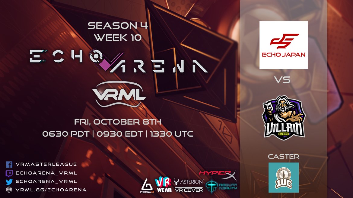 EchoArena_VRML's tweet photo. 🔴OCE & Asia Matches - LIVE!
Villain vs Cosmic Legion
@EchoVR_Japan vs Villain
📺https://t.co/HoMBFznzZr
🌐https://t.co/IiwVcpQPrD
🗣️https://t.co/hfukTBTcHl
with @LucGaylie
#echovr #echoarena #echogames #vrsports #vresports #esportsvr #vr #esports https://t.co/EILVi0ESNm