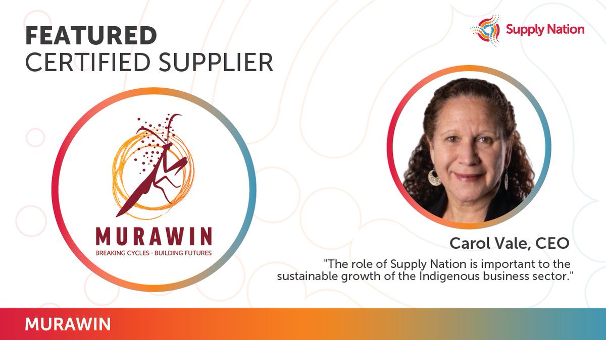 For #IndigBizMonth, we are proud to feature one of our Certified Suppliers Murawin - an Indigenous-owned consultancy agency with specialty work streams across evaluation and research, strategy and policy, and place-based engagement. For more info, head to: murawin.com.au