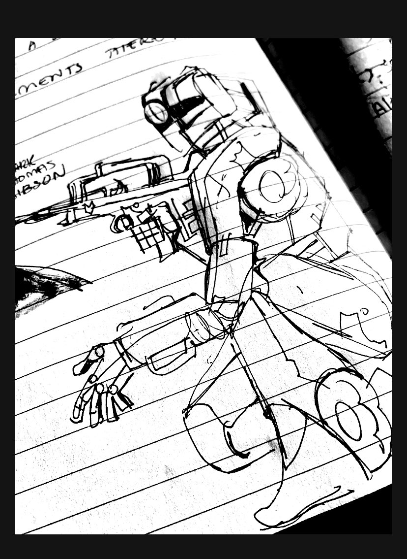 sketches I never posted of spotter and perch…. old con expert marksmech and their gun conjunx 