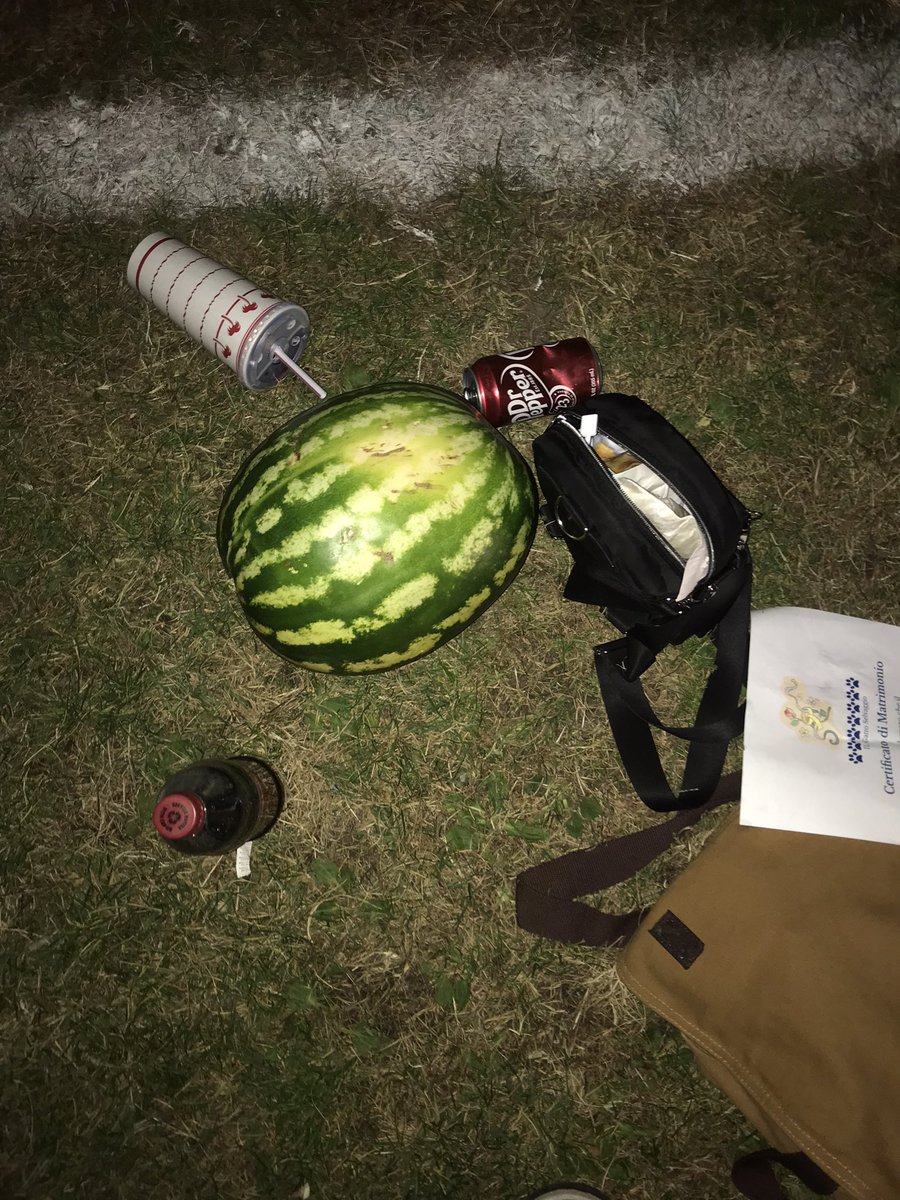 Lovebug82352811's tweet photo. Nothing like one of your friends legit stealing a watermelon. https://t.co/agi66eTDBW