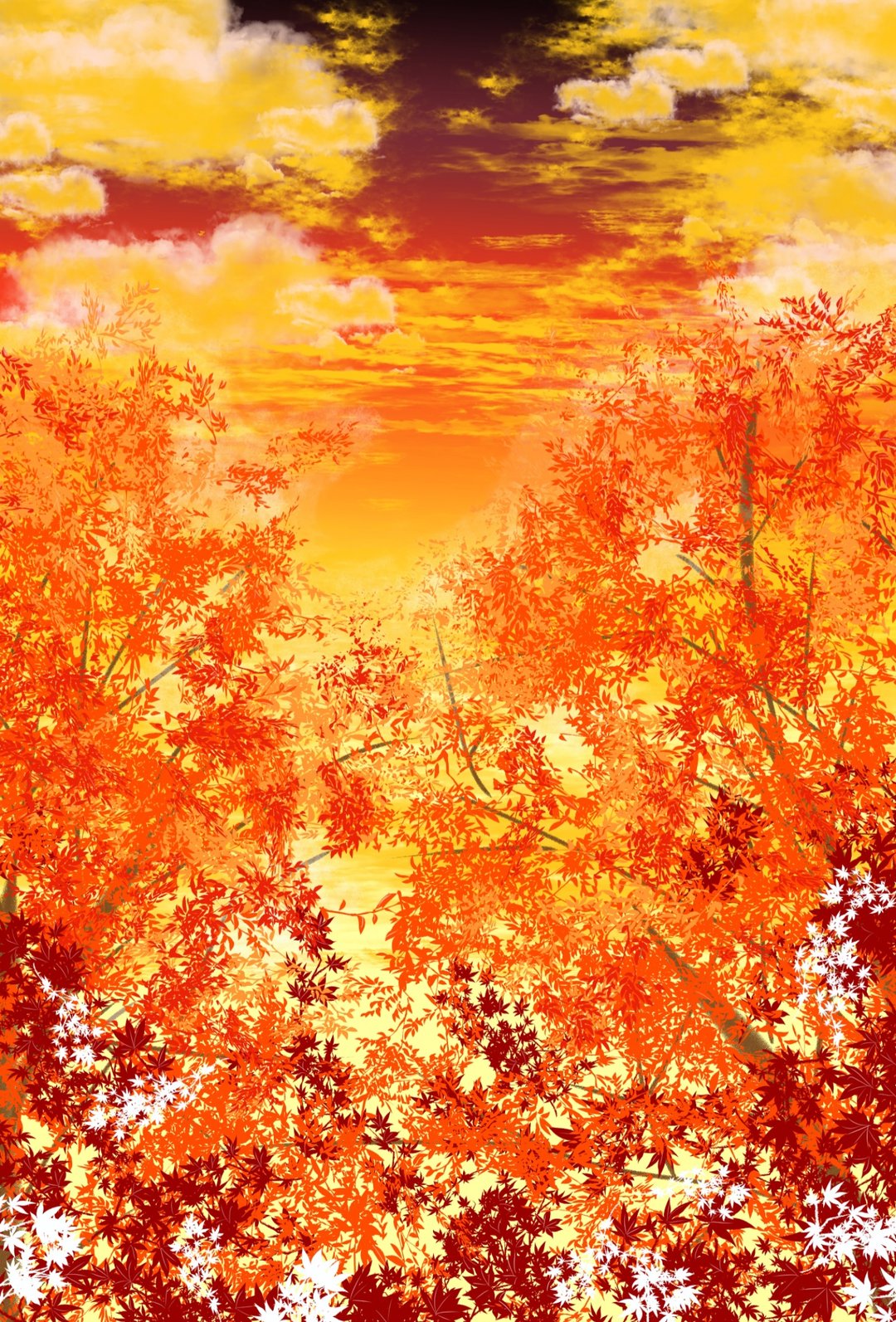 烏橋 待ち受けか何かに使おうかなと思って大分前に描いた イラスト 夕焼けと紅葉 紅く色づいた葉 Sensei Pixiv今日のお題 紅葉 クリスタ T Co V4t0plgsop T Co Spkvxco0eh Twitter