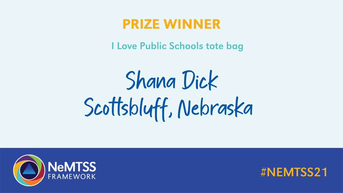 NeMTSS's tweet photo. Congratulations to Shana Dick in Scottsbluff, #NeMTSS21 winner of an I 💙 Public Schools tote bag! @NElovesPS https://t.co/LyN4BqzLW9