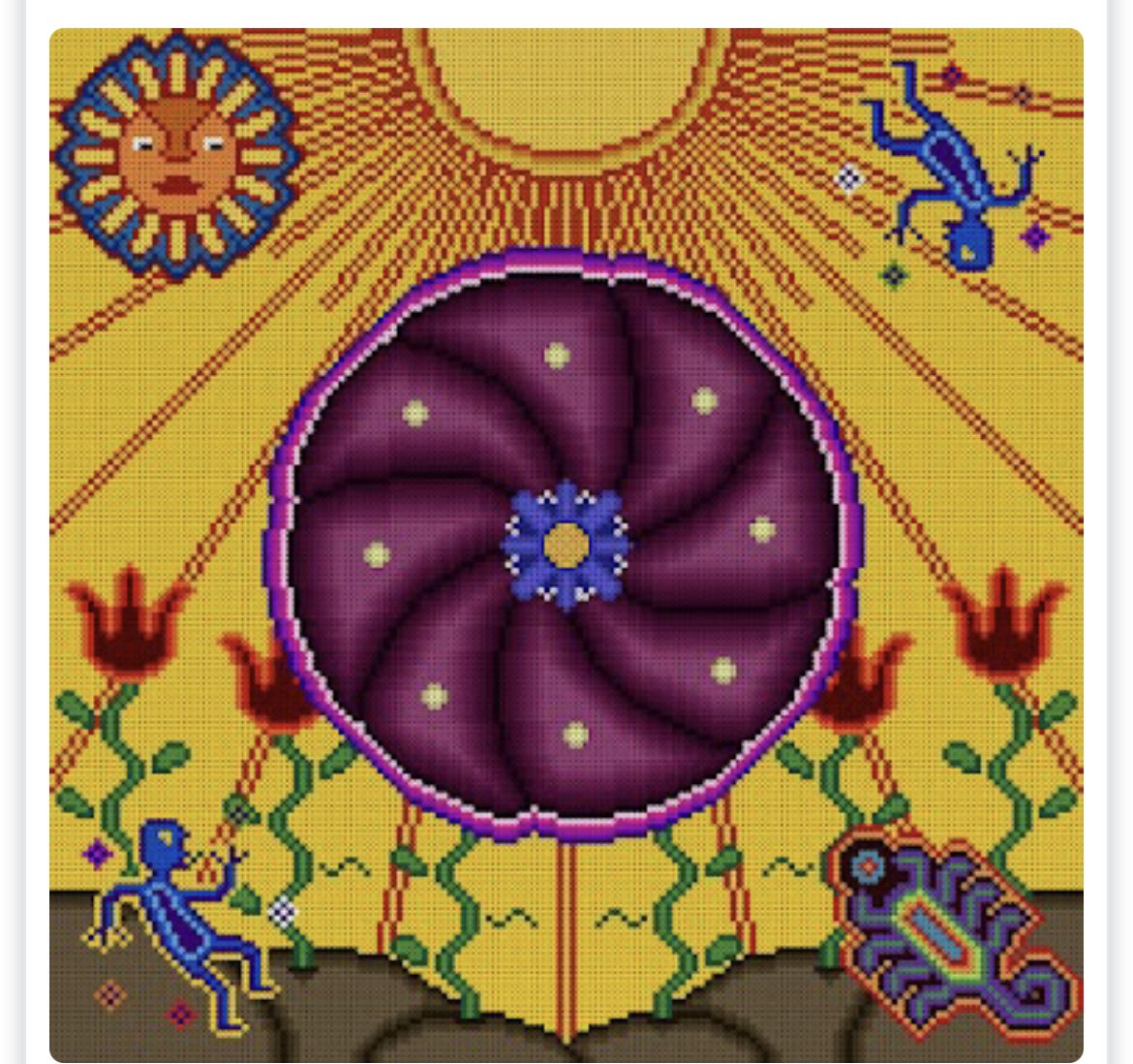 bored_mic's tweet photo. You know what art I REALLY like that I recently minted…. @WixarikaNFT 

Super cool art and a dope cause. Still minting now and DYOR but awesome art based on ancestral ties. https://t.co/51mEcMI5to