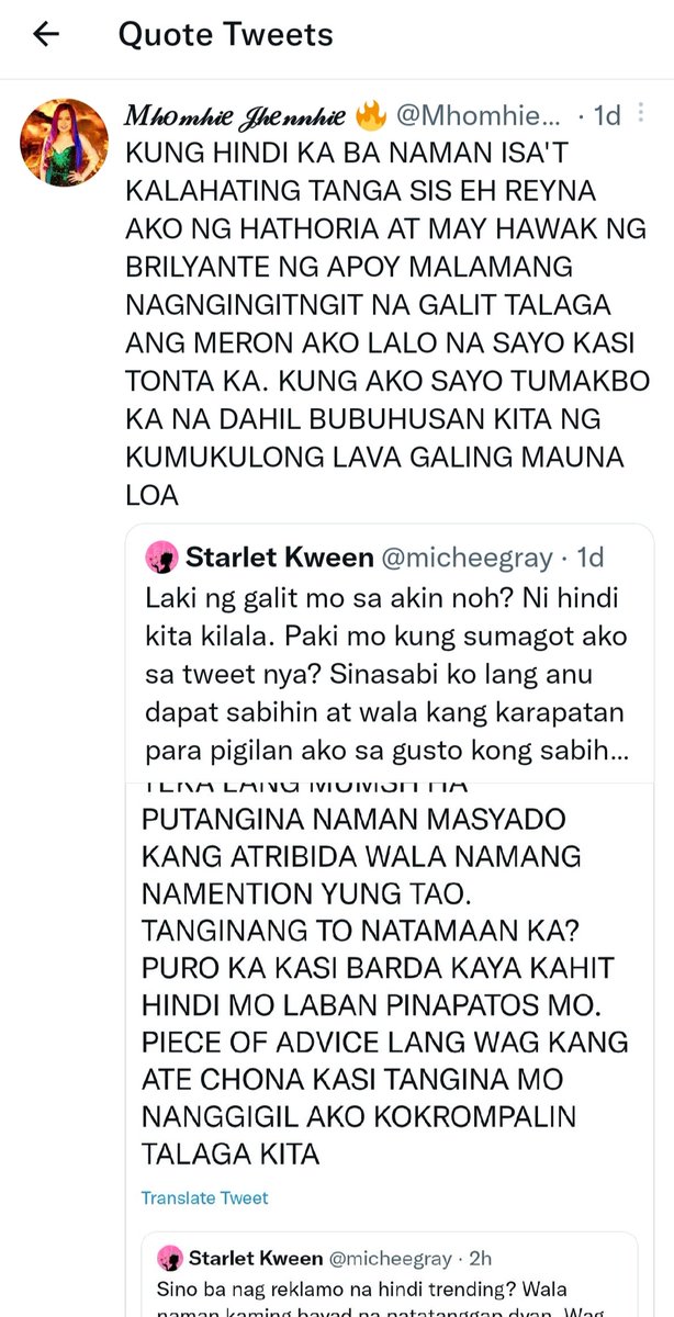 altWorldClass's tweet photo. So many kapuso alts look up to you here dahil kayo yung nauna dito at very supportive sa GMA Shows. But I didn't expect you to be BULLIES. Sa kapwa Kapuso pa. Mga BASURA kayo. 
Nag switch acct pa talaga yung isa para lang mag mura 😂
@multilockdown @EmpressKxxx @AromaMontesilva https://t.co/CYMHUGqffs
