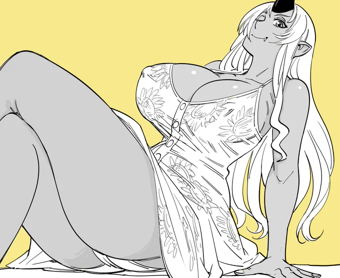 Patreon request for Monster Musume Tio in a sun dress.

...breasts.... 