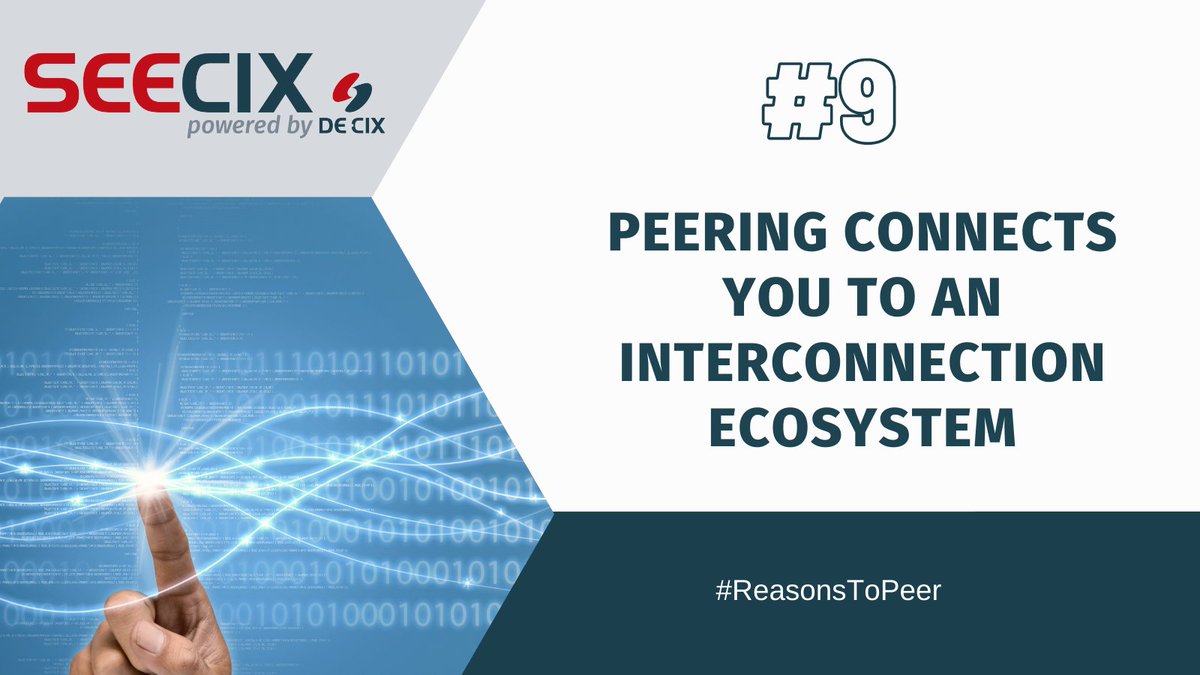 An #interconnection ecosystem offers a very broad range of possibilities for doing business with other people &amp; companies. With #peering you become a part of it. Learn more in article 9️⃣ for the #ReasonsToPeer series: bit.ly/3jMYz78 #SEECIX  #reasonstopeer  #DECIX