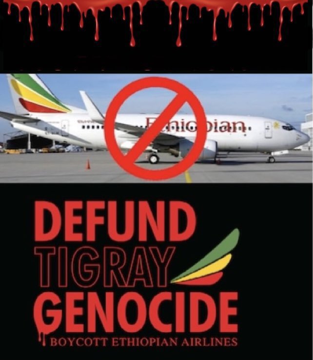 Yohannes_v's tweet photo. How to defund #TIGRAYGENOCIDE?

1️⃣ Don’t fly Ethiopian Airlines

2️⃣ Don’t buy flowers from Ethiopia

3️⃣ Don’t buy anything made in Ethiopia

4️⃣ Don’t collaborate in any way with this brutal Ethiopian regime

🚫✈ #BoycottEthiopianAirlines ✈🚫
🚫✈ #SanctionEthiopianAirlines ✈🚫 https://t.co/plcvu7zNEZ