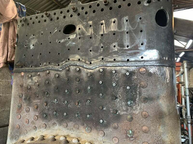The boiler has had the lower steel sections welded in. This being the throat plate.