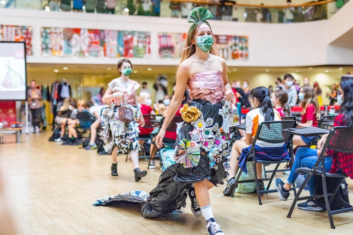 Maclehose's tweet photo. The black rain didn’t stop us winning our first house competition of the year! Loved the #creativity and #teamwork by our students. Such a great vibe in the school during the Trashion show! #FeelGoodFriday @PosKellett @KellettSchool https://t.co/Bz0s26wE3b