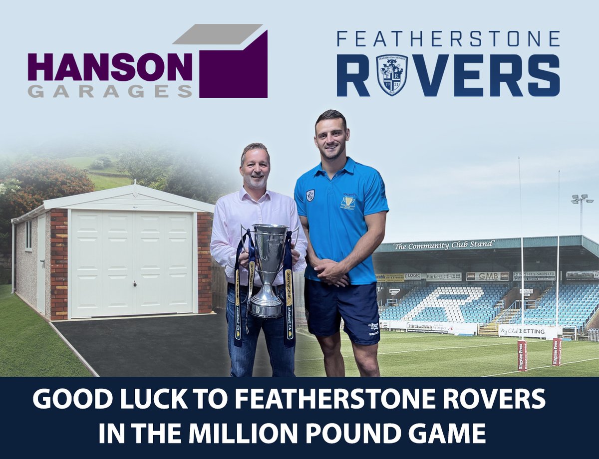 HansonGarages's tweet photo. All the Team at Hanson Garages would like to wish #FeatherstoneRovers Good Luck in the Million Pound Game on Sunday. We have been Proud to Sponsor the Team this Season 🏆🏆 https://t.co/Or4ITRkymv