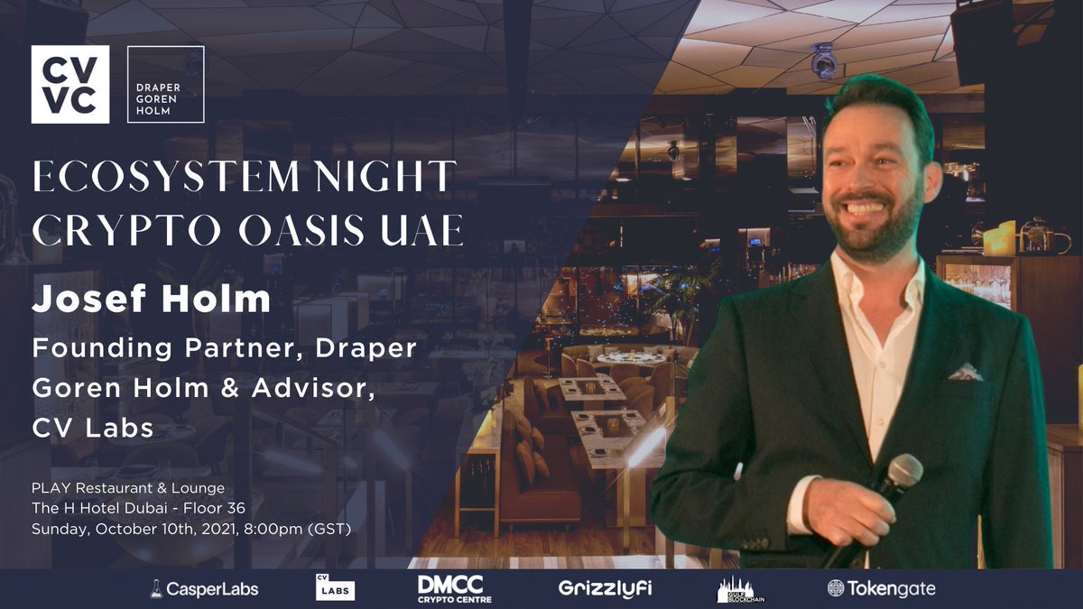 CV Labs (@cv_labs) on Twitter photo Our co-host <a href="/JosefHolm/">Josef Holm</a> from <a href="/DraperGorenHolm/">Draper Goren Holm</a> will be speaking at the Ecosystem Night UAE. Sign up to join this Opening Night of the <a href="/GulfBCW_2021/">Gulf Blockchain Week</a>: lnkd.in/e_vMSC5U
#ecosystem #cryptooasis #dubai Our co-host <a href="/JosefHolm/">Josef Holm</a> from <a href="/DraperGorenHolm/">Draper Goren Holm</a> will be speaking at the Ecosystem Night UAE. Sign up to join this Opening Night of the <a href="/GulfBCW_2021/">Gulf Blockchain Week</a>: lnkd.in/e_vMSC5U
#ecosystem #cryptooasis #dubai