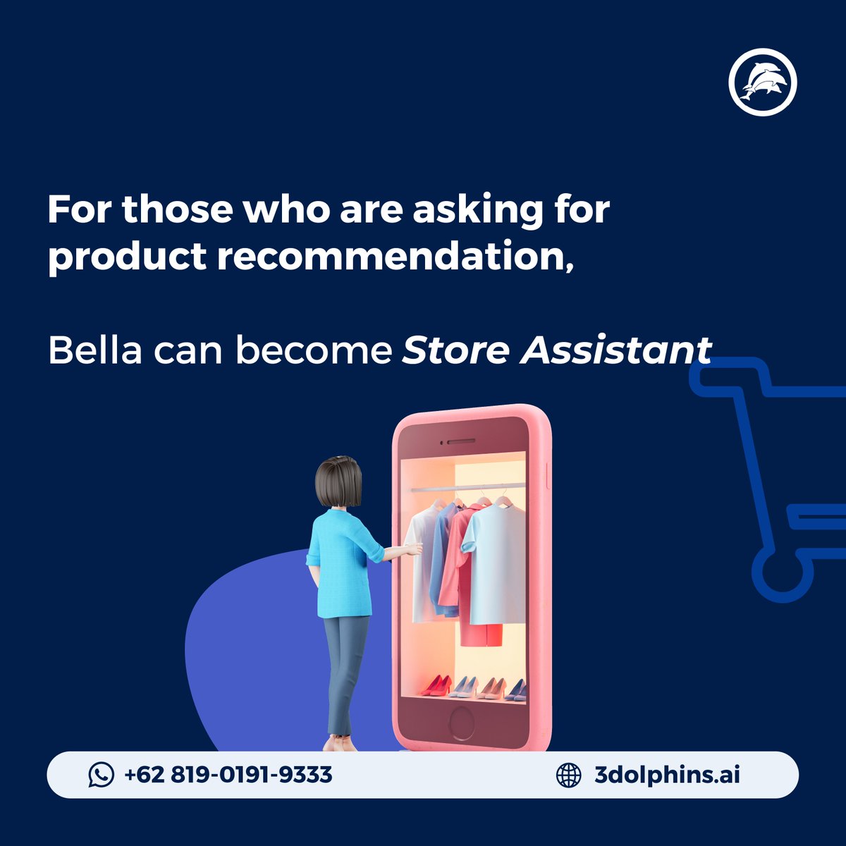3dolphinsAI's tweet photo. Hello! Bella is here, a virtual assistant who is ready to help you anytime and anywhere. https://t.co/iArKdAV8qF