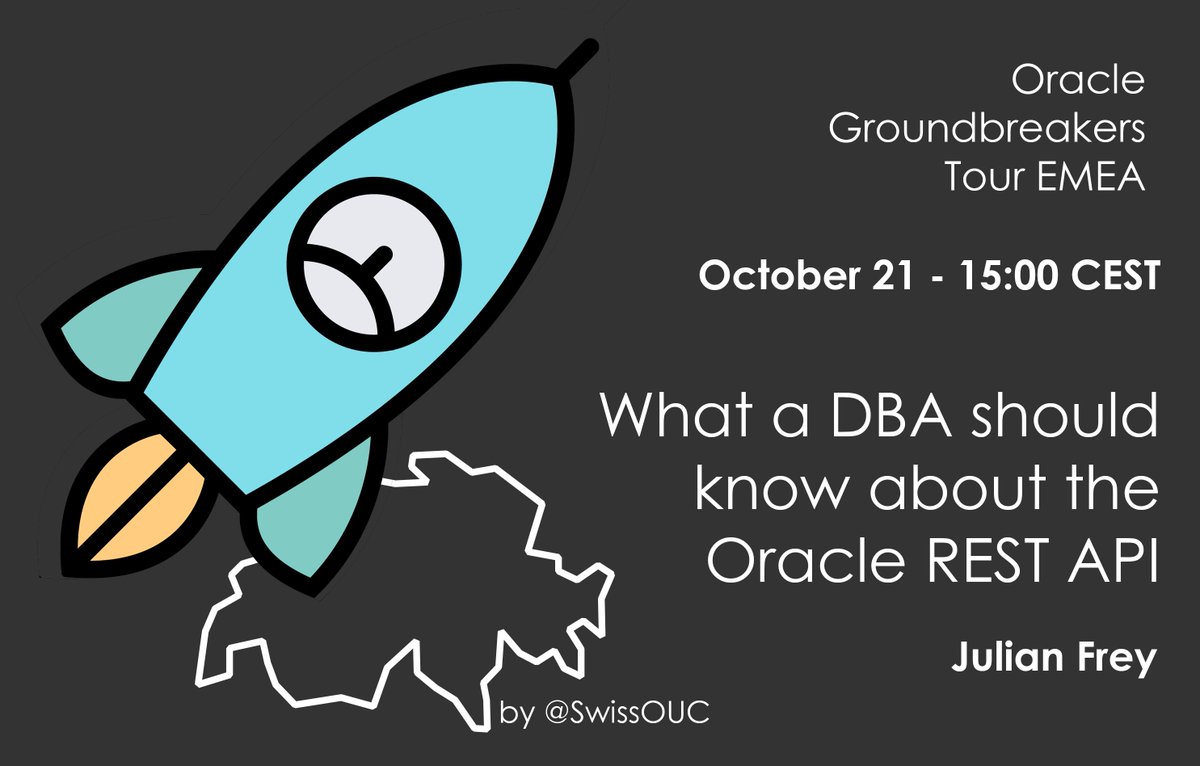 🚀 Don't miss <a href="/JulianFreyCH/">Julian Frey</a>  on our #OGBEMEA afternoon on October 20 talking about what a DBA should know about the <a href="/OracleREST/">ORDS - GET PUT POST DELETE your Oracle Database</a> API! 🎙👨‍💻

💻✏
Save your spot now on souc.ch/ogb-tour-emea/

<a href="/oracleugs/">Oracle User Groups</a> <a href="/groundbreakers/">groundbreakers</a> <a href="/oracleace/">Oracle ACE Program</a> #SwissOUC