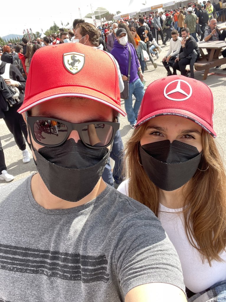 BunColak's tweet photo. Spending my birthday with my wife watching Free Practice, but we had a slight disagreement. What do you say @ScuderiaFerrari @MercedesAMGF1 how should I spend my birthday? https://t.co/vqhzMrfQJ1
