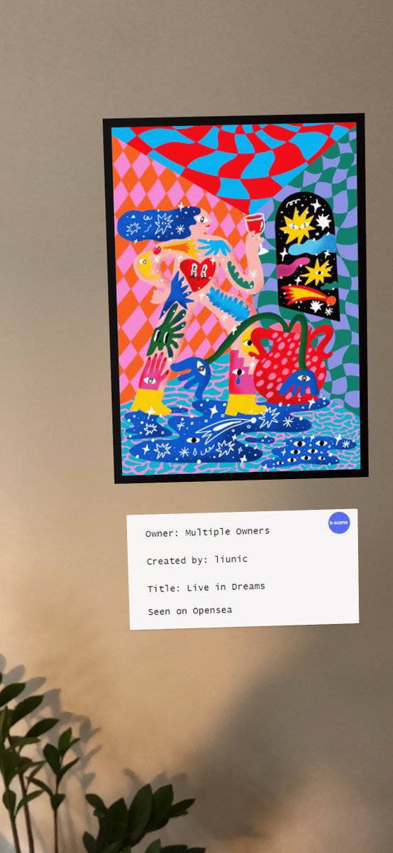 "Live in Dreams" this weekend with the work of <a href="/liunic/">liunic</a>. Or just display it on your wall. The choice is yours! #NFTartist b-sceneapp.com/assets/opensea…