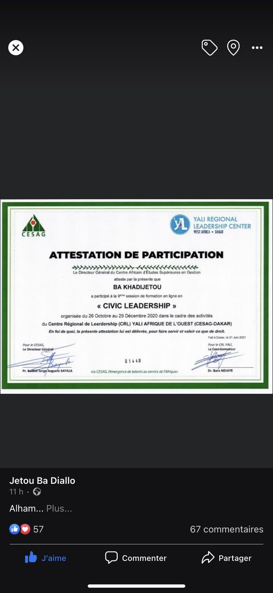 Je suis officiellement Alumni du CRL Yali Afrique de l’Ouest 🙏🏻💪🏾🙏🏻.  <a href="/yalidakar/">CRL YALI DAKAR</a>