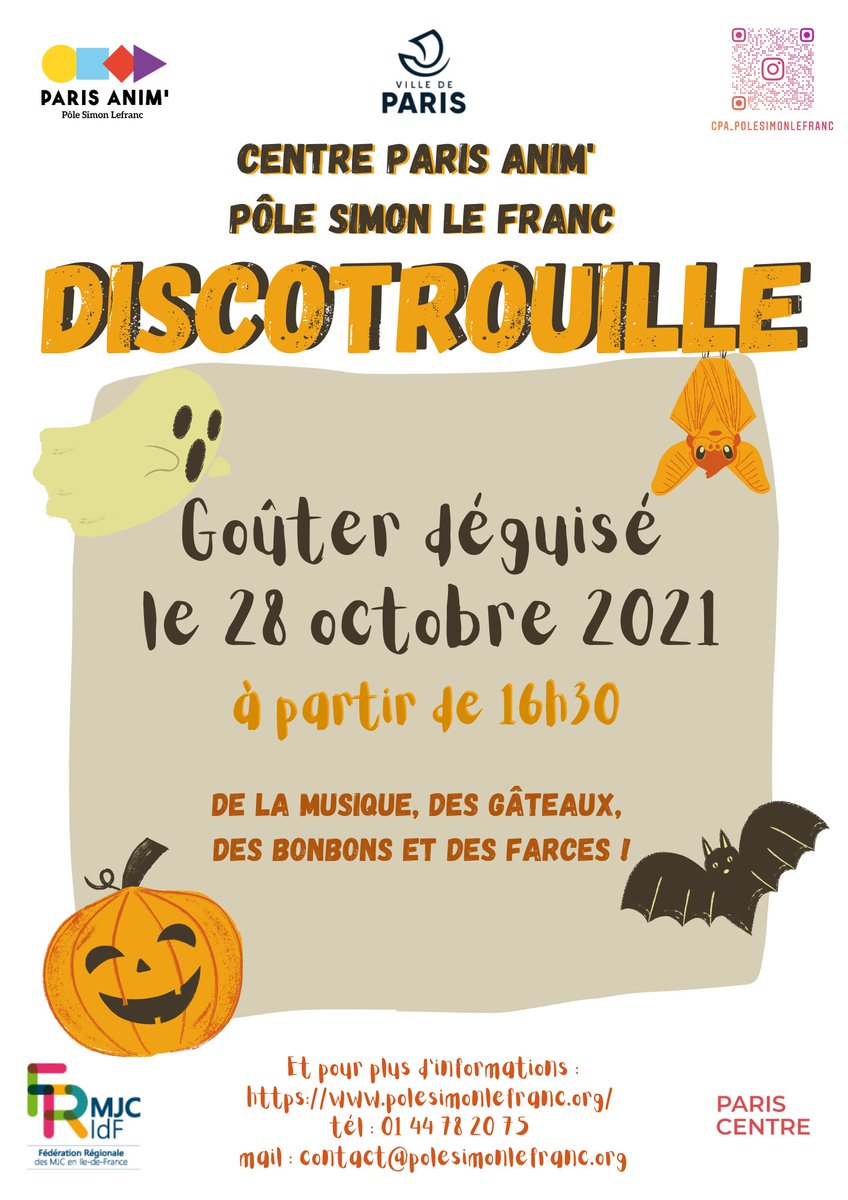 Jeudi 28 octobre c'est la discotrouille au Pôle Simon Le Franc, nous vous attendons nombreux !!