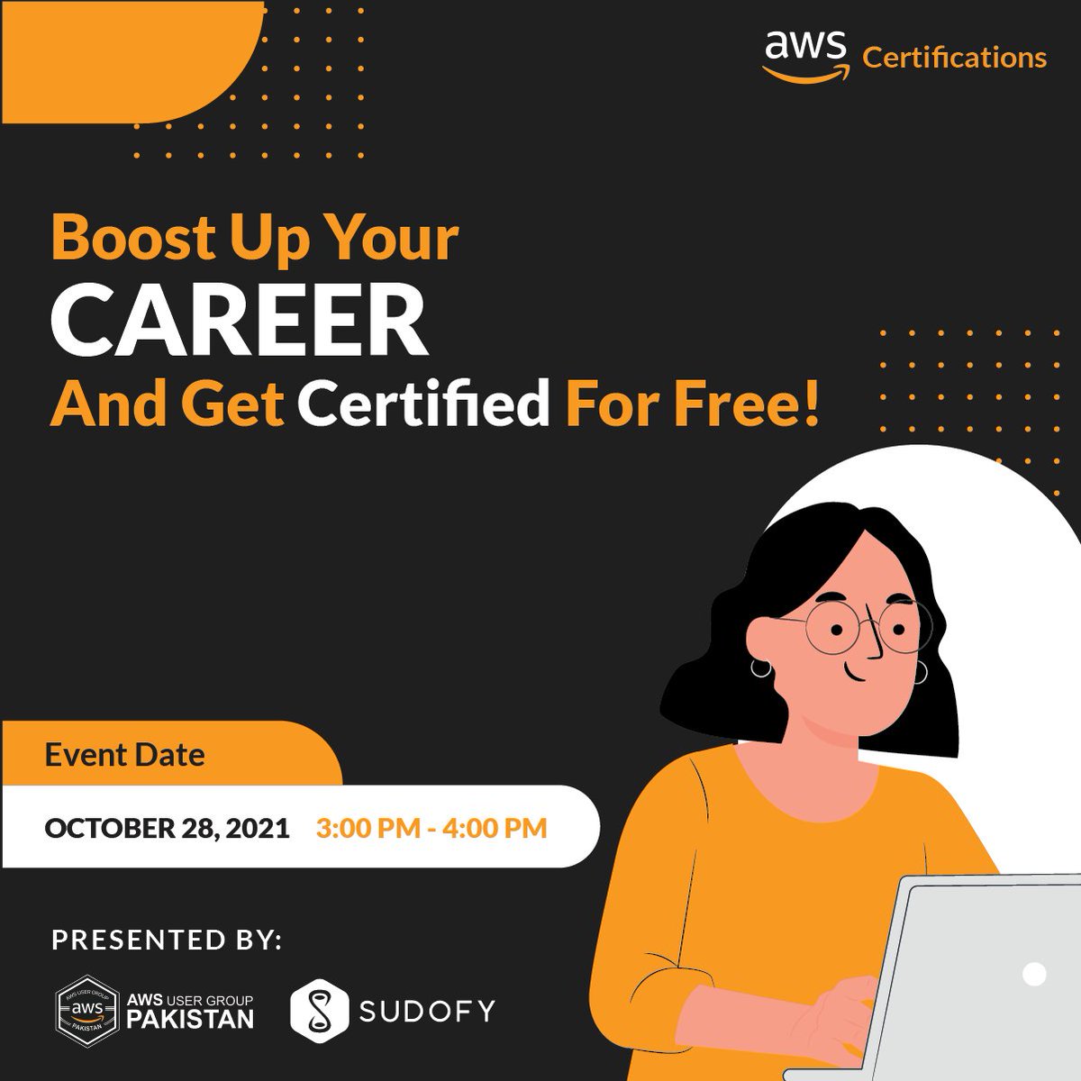 awsugpk's tweet photo. Boost Up Your Career And Get Certified for Free!
This event is going to provide you a roadmap to the AWS Certifications. Attend it and Get A Chance to Win FREE AWS Cloud Practitioner Coupons worth 100 US$!
#aws #awsusergrouppakistan #cloud #tech #beginnersguidetoawscertifications https://t.co/LidWOAZkJz