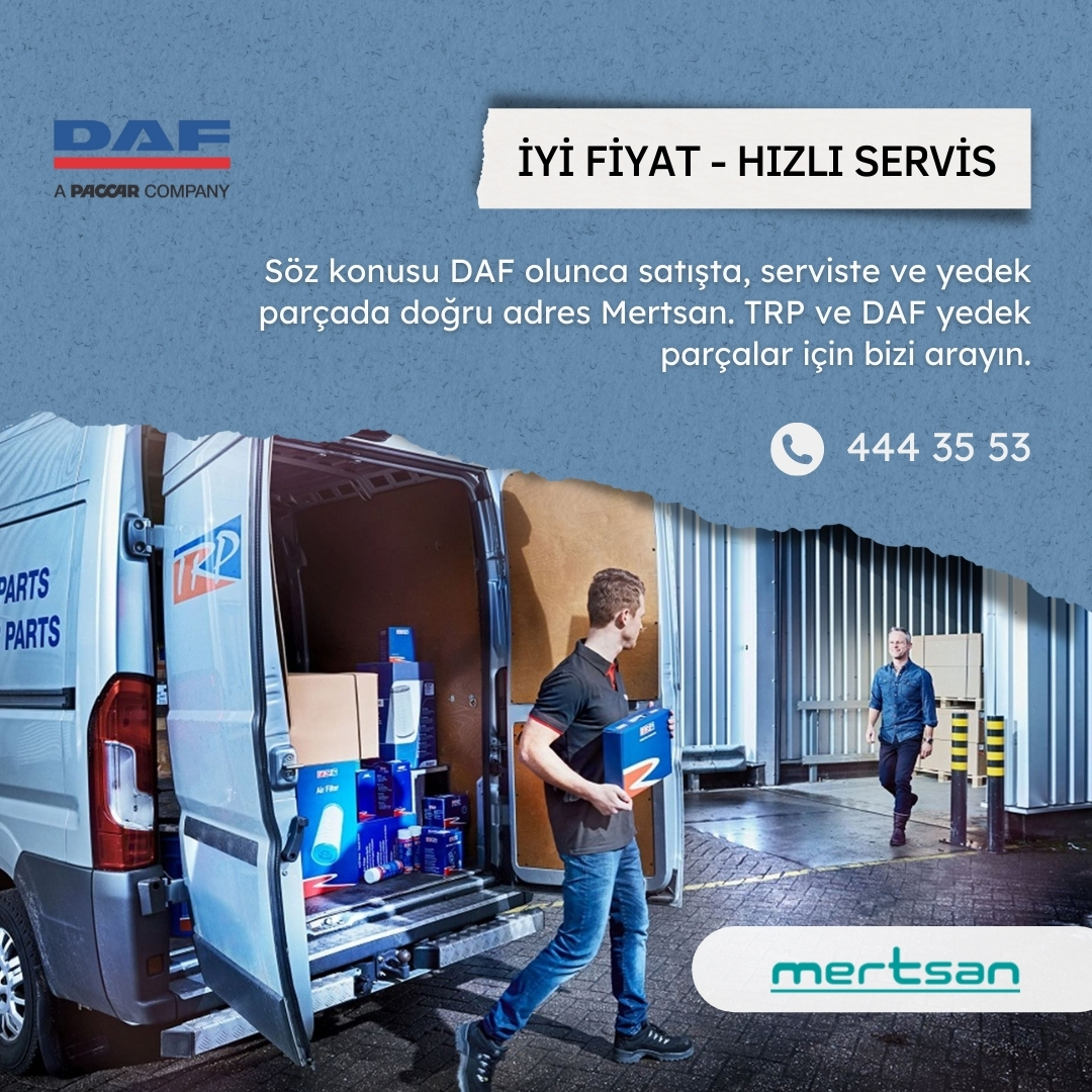 MertsanAS's tweet photo. Söz konusu DAF olunca satışta, serviste ve yedek parçada doğru olan adres Mertsan. TRP ve DAF yedek parçalar için bizi arayın. 444 35 53 https://t.co/4NlLlTEEYU