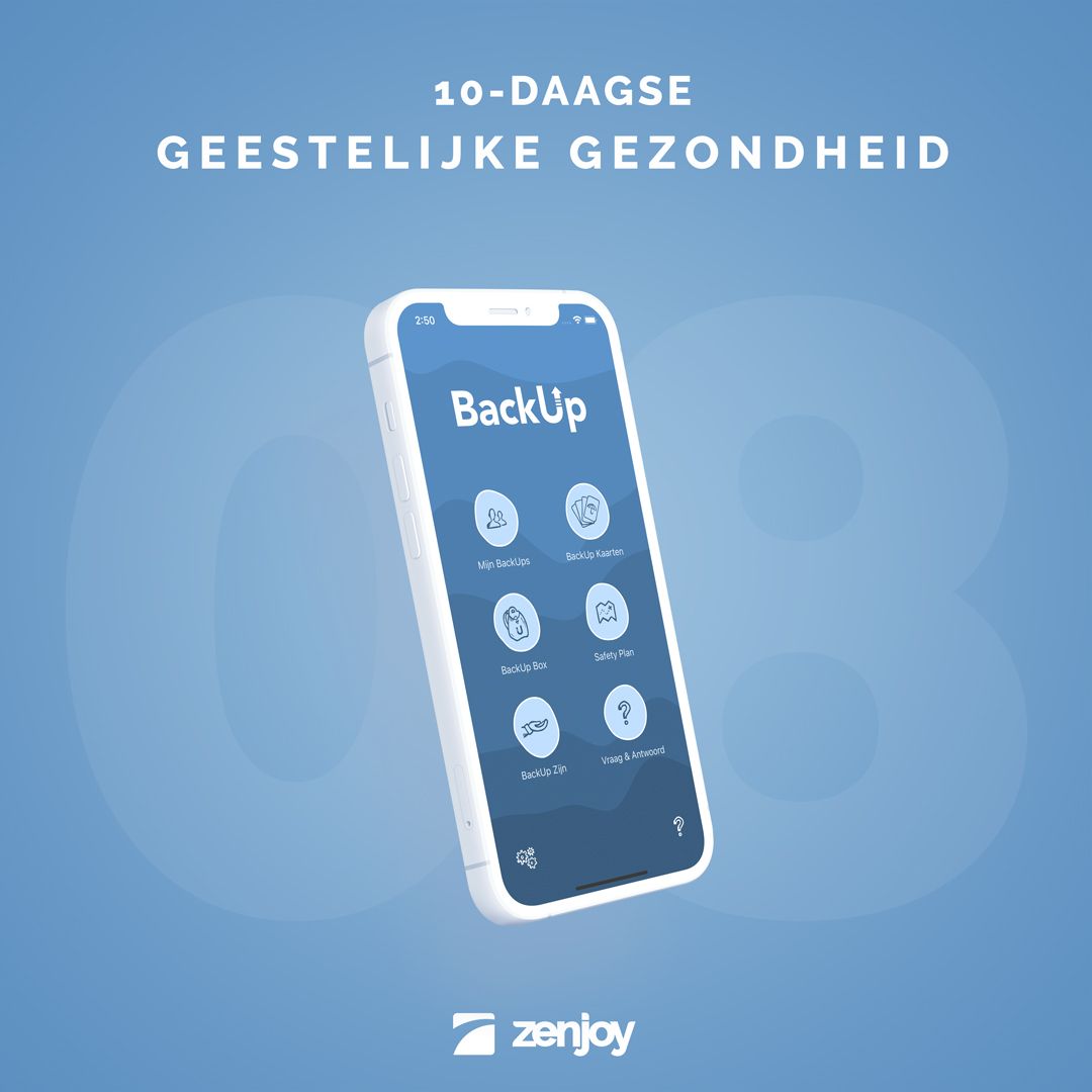 zenjoy's tweet photo. Dag 8: BackUp - Een app die een houvast kan zijn bij zelfmoordgedachten. Zelfmoord1813 wil hiermee snel steun bieden in een crisis of een volgende crisis voorkomen.

https://t.co/b4OLYbckg7
#samenveerkrachtig #zenjoy https://t.co/FaOymIhInL