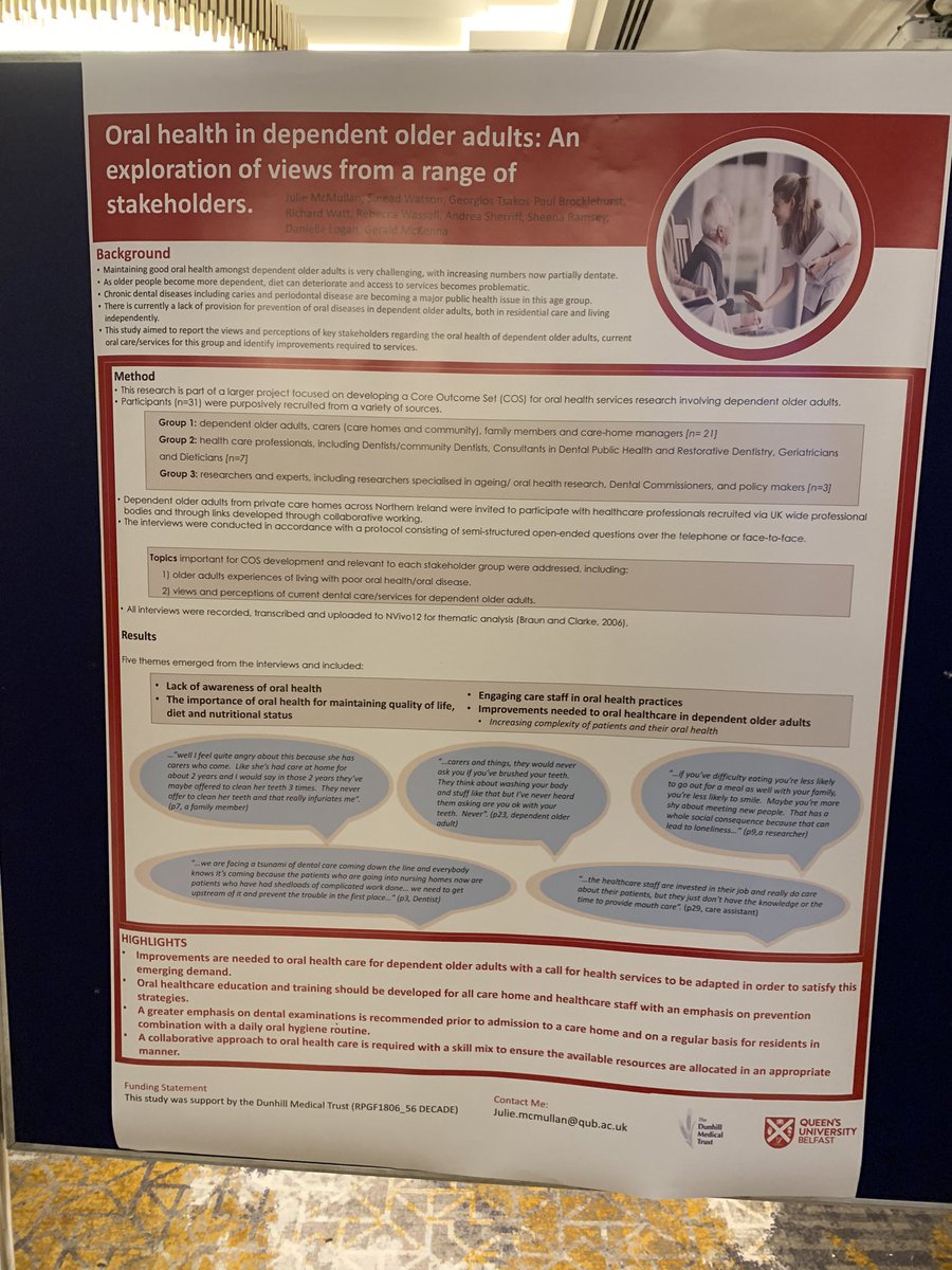 Great to see so many examples of high quality oral health research presented at the <a href="/IadrIrish/">IADR Irish Division</a> scientific meeting in Belfast including undergraduate and postgraduate students. <a href="/IADR/">IADR</a> <a href="/CPH_QUB/">QUB Public Health</a> <a href="/HelenColemanQUB/">Prof Helen Coleman</a> <a href="/WoodsideJayne/">Jayne</a> <a href="/JulieMcMullan11/">Dr Julie McMullan</a> <a href="/nicoolahoolland/">Nicola Holland</a>