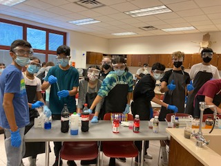 MC_AAHS's tweet photo. Ms. Pitman's freshmen biology students testing for simple sugars in regular and diet beverages https://t.co/eQyhsVEPpr