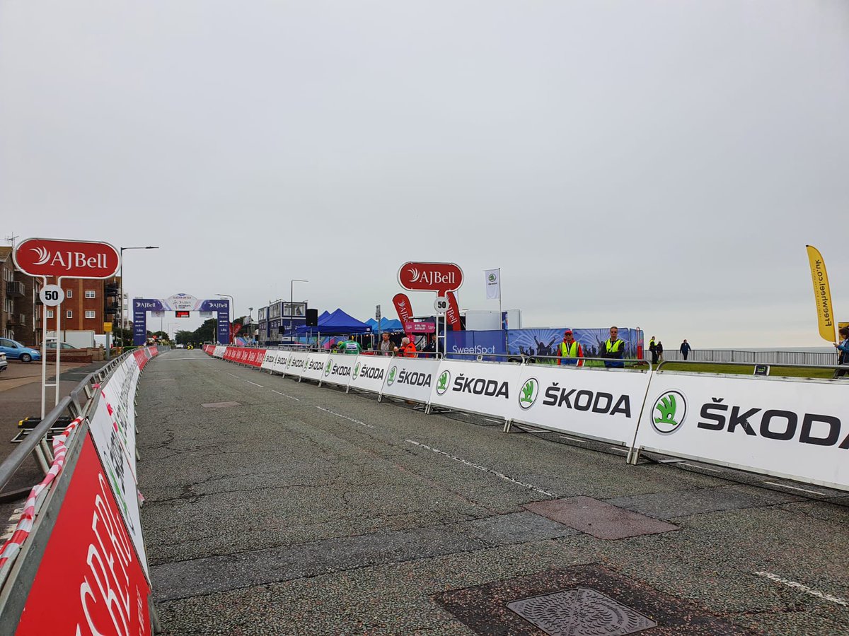 cycling_podcast's tweet photo. The start 🚩and finish lines🏁 of today's @thewomenstour stage. 

#WomensTour https://t.co/E5gYW8Hn08