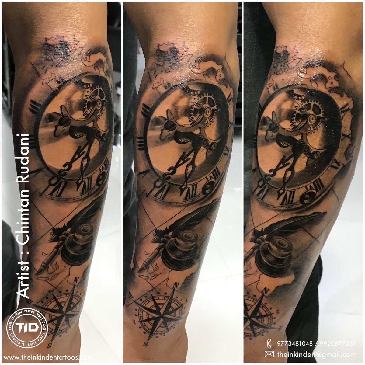 theinkinden's tweet photo. Travel Tattoo

By @theinkinden @chintanrudani

#travel #traveltattoo #compass #compasstattoo #watch #watchtattoo #worldtravel #worldtraveler #featherpen #inkbottle #halfsleevetattoo #indiantattooartist #indianartist #guestartist #realism #chintanrudani https://t.co/bMkN07s95J