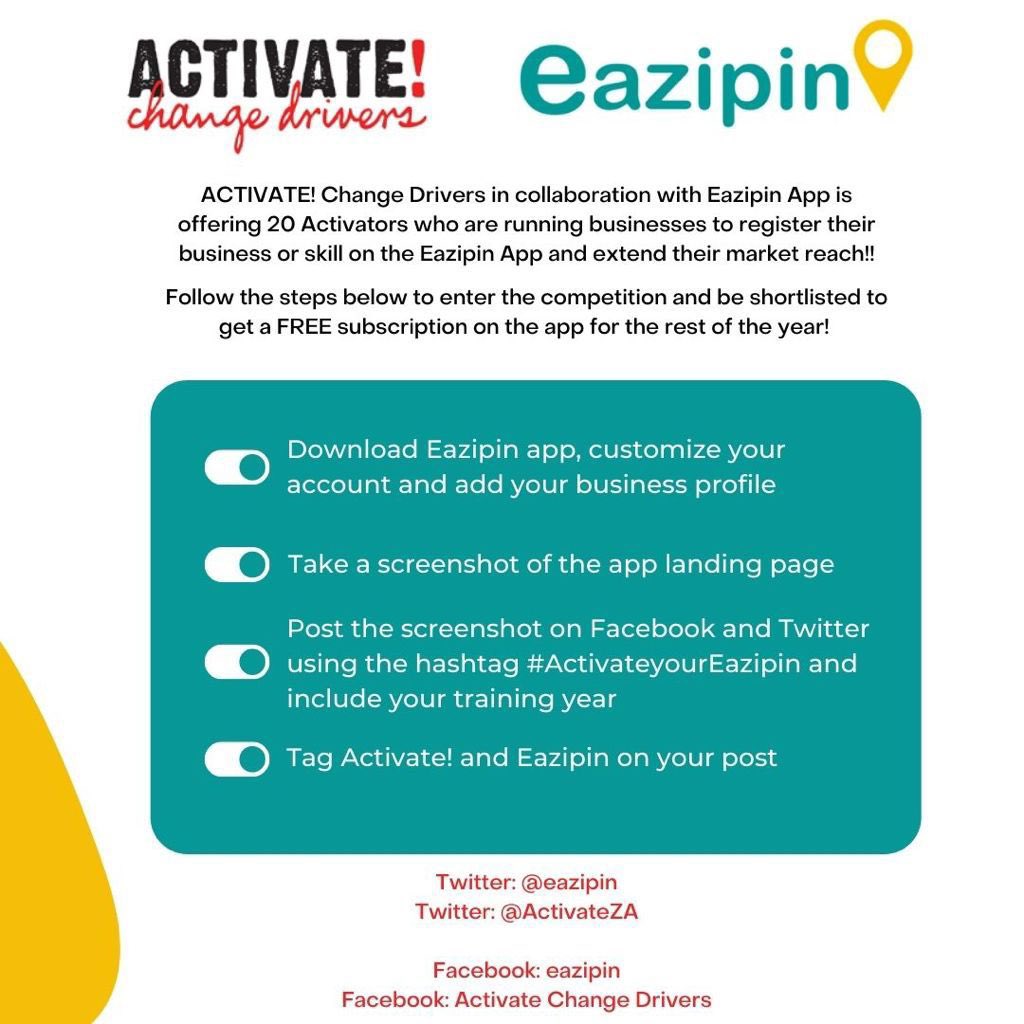 eazipin's tweet photo. COMPETITION TIME 🥳

20 Activators could win a subscription to the Eazipin app for the rest of the year‼️

[Read]: https://t.co/xSBodWwi9g

@ActivateZA https://t.co/LpI1OAkOfx
