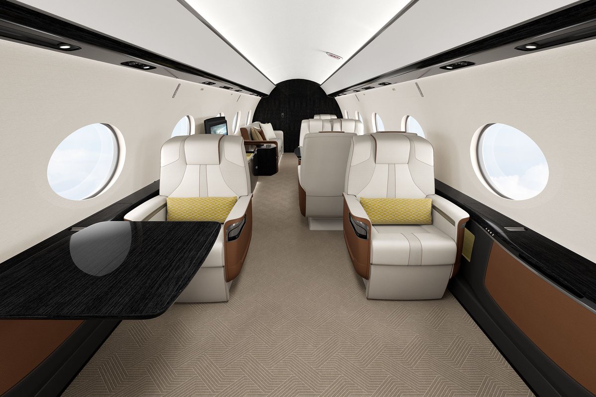 GQ_France's tweet photo. Voyage-Voyage : le nouveau Gulfstream G800 offre la plus grande autonomie du monde pour un avion d'affaires, capable de voler 8.000 miles nautiques (14.800 km) à mach 0.85 (1.000 km/h) pour transporter 19 passagers dans le confort ouaté d’un jet privé. Prix 71.5 M $ soit 62 M € https://t.co/A5VHqoO3IQ