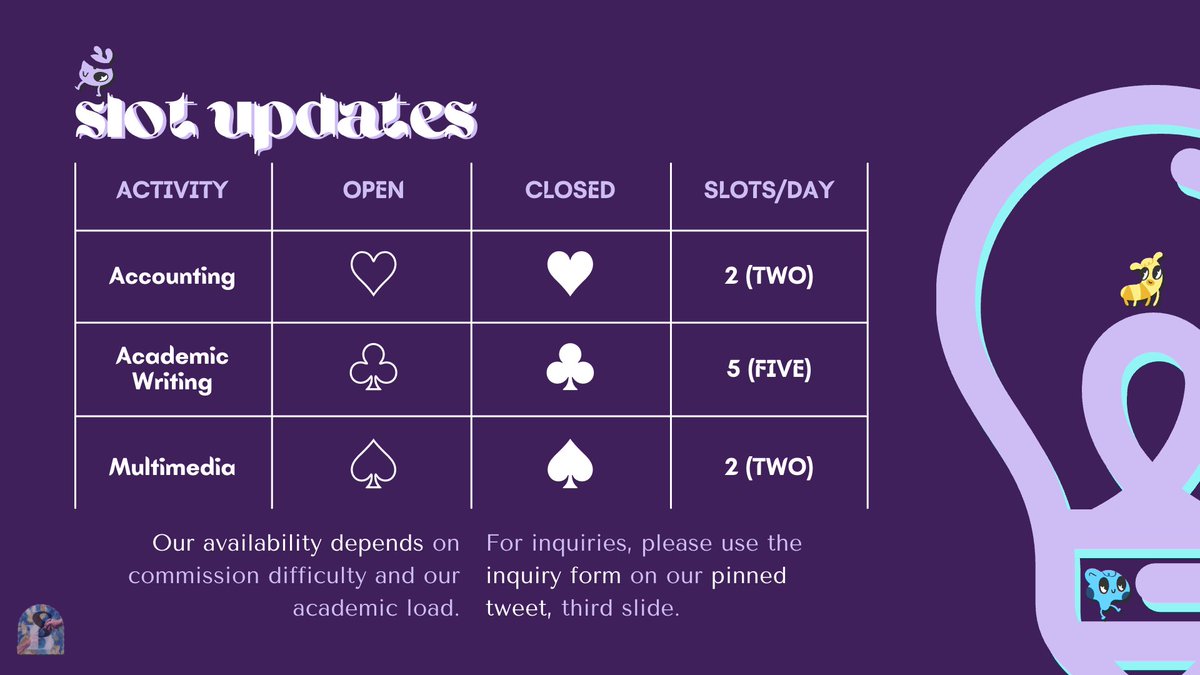 _studybuddyph's tweet image. For current &amp;amp; future clients 🤍 #SlotsBuddy

❈ connect with us ❈
tw &amp;amp; ig: @_studybuddyph 
tg: @/feliznatividad
email: yourstudybuddies.ph@gmail.com

◻️ accountancy psychology humss abm commissioner budget essay infographics powerpoint accounting ◻️