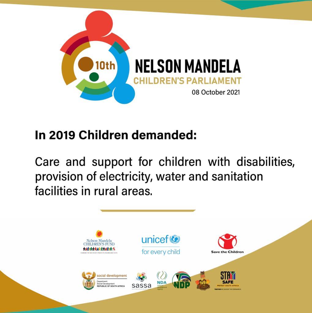 SANDF_ZA's tweet photo. The 10th Children’s Parliament to sit in Gauteng.
In upholding the right for children to participate in all matters affecting them, the 10th Nelson Mandela Children's Parliament will sit in Johannesburg on Friday, 8 October 2021.

Info by Dept of Social Development

#SAChildren https://t.co/MHR8MJHwQI