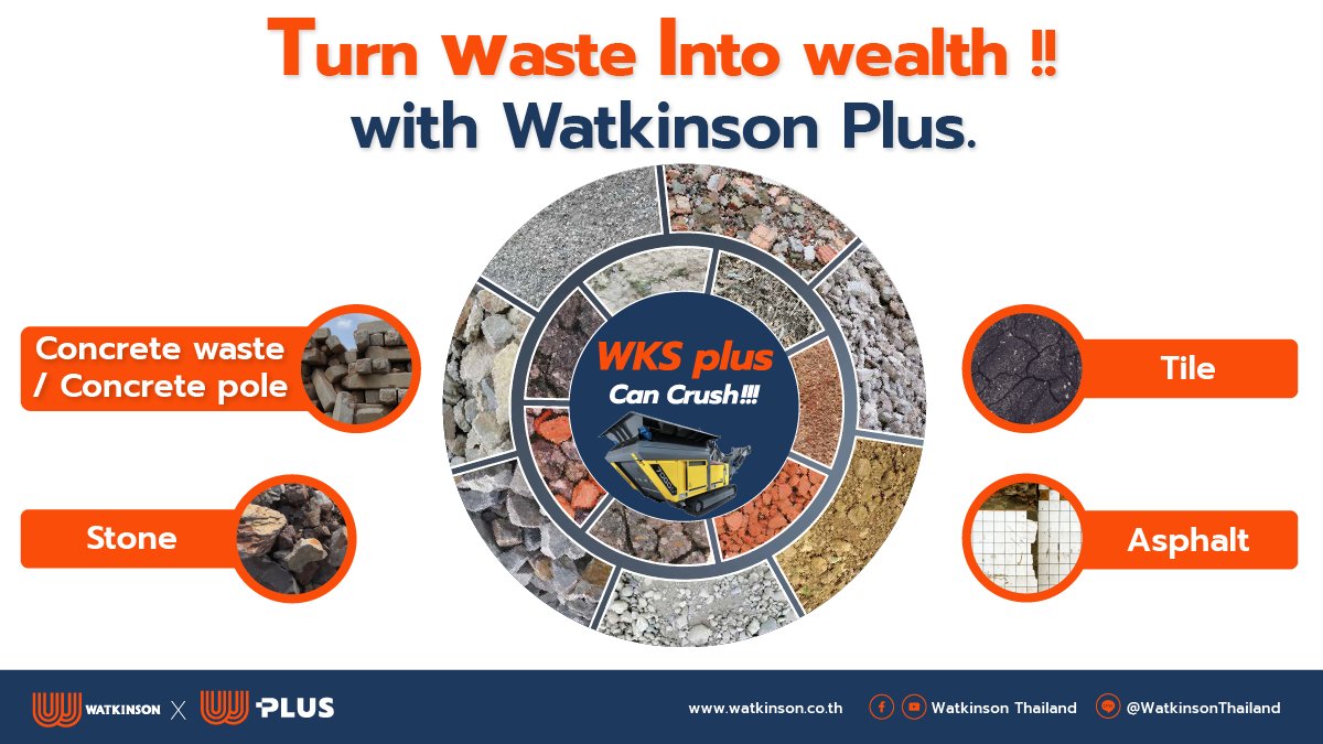 Watkinson_th's tweet photo. Let us know which of those waste to turn into valuable material for further construction or production used.

Concrete waste
Concrete pole
Stone
Tile
Asphalt

Mobile : 092 447 1514
Email : marketing@watkinson.co.th
Line ID : @watkinsonthailand https://t.co/HkUaF86XLX