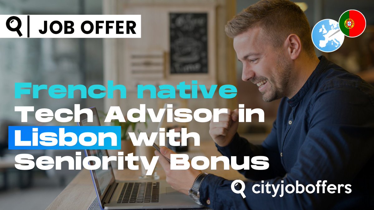 cityjoboffers's tweet photo. We're #hiring a #techadvisor with native French to work in a lighting company based in #Lisbon.
If you're ready to be part of a #highqualityteam send your CV 👉 recruitment@cityjoboffers.com or check out the job description at our website:https://t.co/vbncf9QTap https://t.co/iBUArQo9Tt