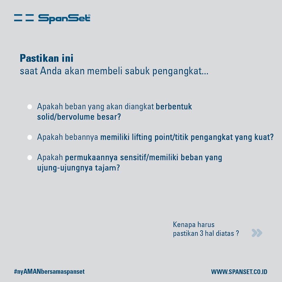 spansetID's tweet image. [ JANGAN ASAL BELI, PASTIKAN DULU APA YANG ANDA BUTUHKAN ]

kurang paham atau mau tahu info lebih lanjut? hubungi kami memalui nomer diatas atau email sales@spanset.co.id
SpanSet-Certified Safety

#spanset #alatketinggian #nyAMANbersamaSpanSet #kerjadiketinggian #k3