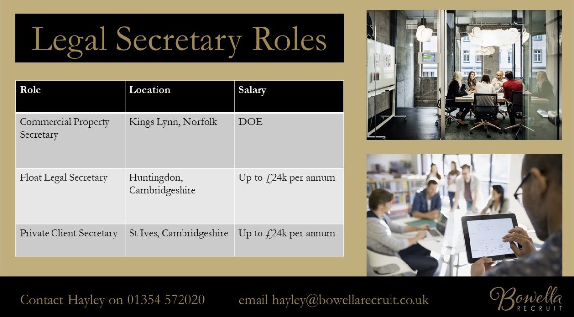 We have some exciting Legal Secretary roles on at the moment! If you are looking please get in touch. #lawjobs #norfolkjobs #Cambridgeshirejobs #legalsecretaries