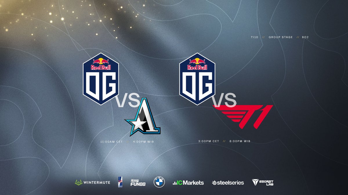 OG EYE on Twitter: "It's tiiiime for the SCHEDULE of the DAY. Because as usual, we gotchu. OG 🆚 @TeamAsterCN: 🕚 11:00AM CET 🕓 4:00PM WIB 🆚 @T1: 3:00PM