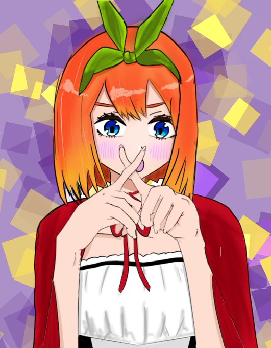 そらまめ@推し描き練習さんがTwitterに投稿した中野四葉(五等分の花嫁)のイラスト。