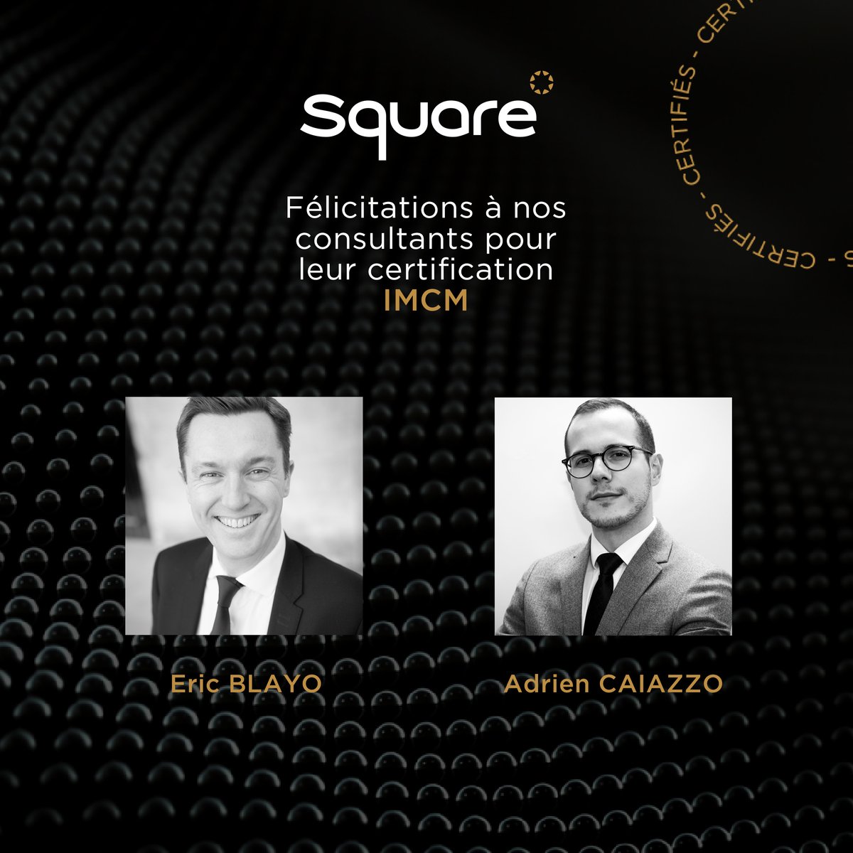 SQUARE_managem's tweet photo. Félicitations à Eric Blayo, Senior Manager, et Adrien Caiazzo, consultant, pour leur certification IMCM.
#certifications #IMCM #Conseil #Formation https://t.co/FrKCeu4Fpd